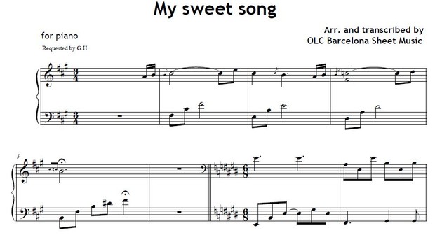 My sweet song - sheet music for piano