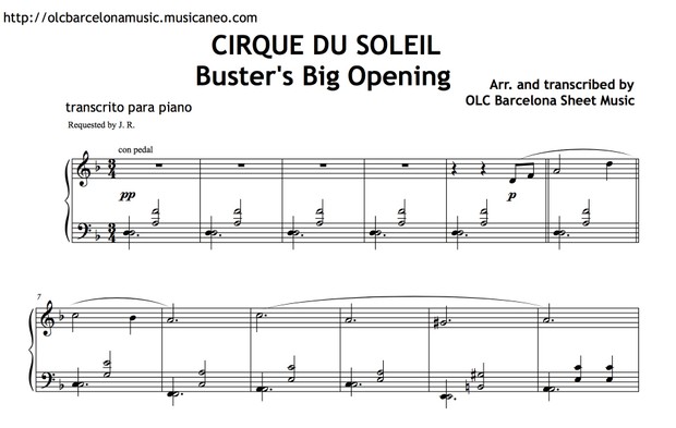 Cirque Du Soleil (Buster's Big Opening) Sheet Music