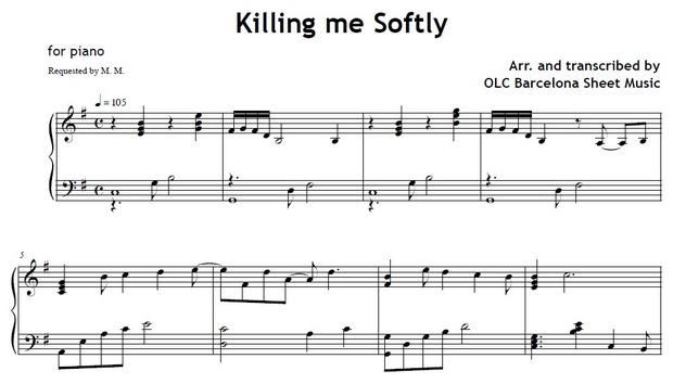 Killing me Softly - piano arrangement