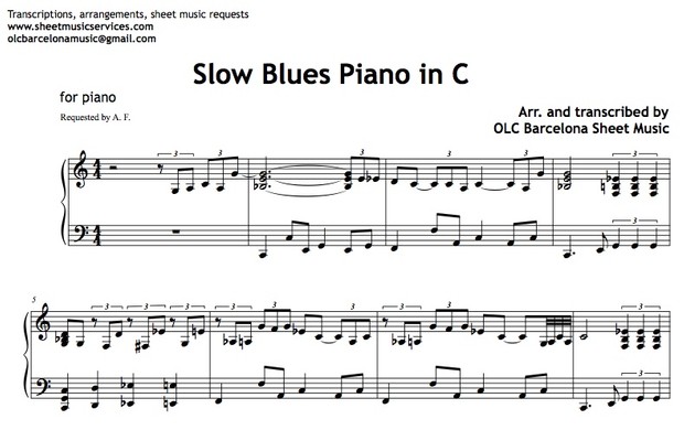 Slow Blues in C (Jazz Tutorial) Sheet Music (.pdf)