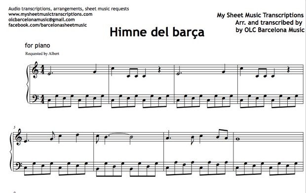 Himne del Barça (FC Barcelona's Anthem) - Partitura (Sheet Music)