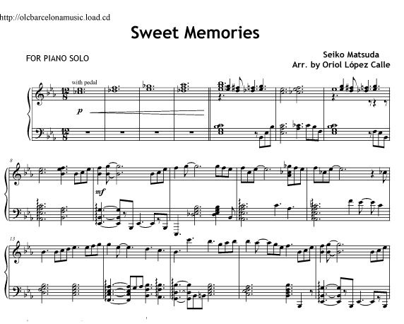 Sweet memories (Seiko Matsuda) - sheet music | arrangement for piano