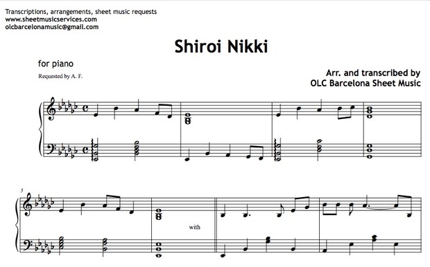Shiroi Nikki (Eri Takeda) Sheet Music Transcription
