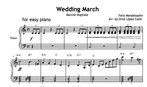 Wedding March (Mendelssohn) Sheet music (.pdf)