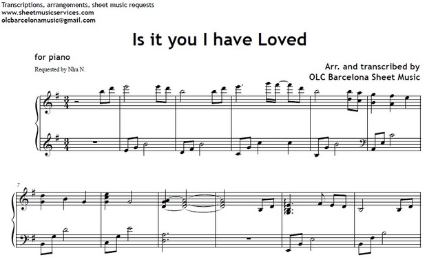 Is it you I have loved - sheet music for piano