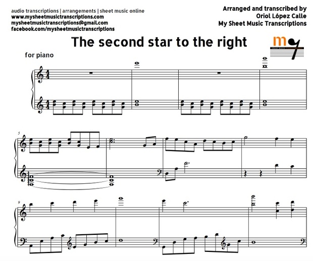 The Second Star To The Right (Peter Pan) Sheet music (.pdf)