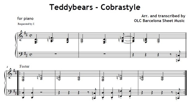 Teddybears (Cobrastyle) - piano sheet music