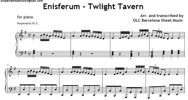 Ensiferum (Twlight Tavern) - piano arrangement