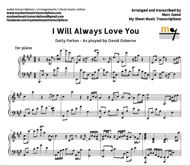 I Will Always Love You (Dolly Parton) Sheet music (.pdf)