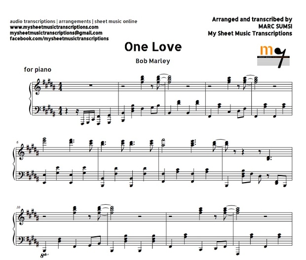 One Love (Bob Marley) Sheet music (.pdf)
