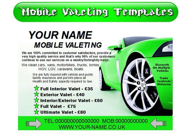 mobile valeting flyers,leaflet,business cards Business Templates forms
