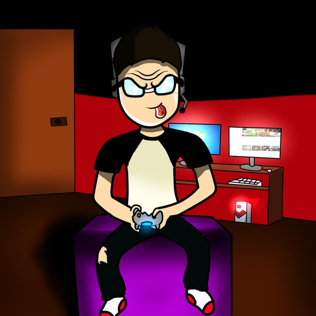 cartoon gamer humano amiojado