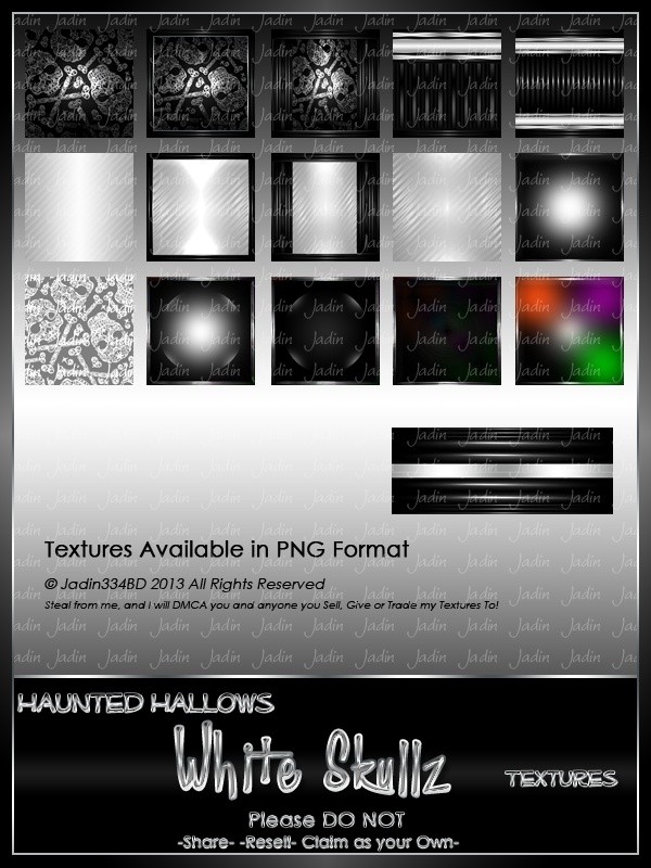 Haunted Hallows WHITE Skullz Texture Pack-- $2.00