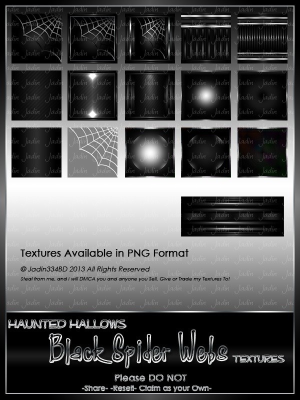 Haunted Hallows BLACK Spider Texture Pack-- $2.00