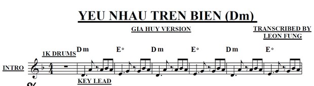 Band Sheet - Yeu Nhau Tren Bien - Gia Huy- Key: Dm