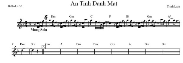 Band Sheet - An Tinh Danh Mat - Trinh Lam- Key: Dm