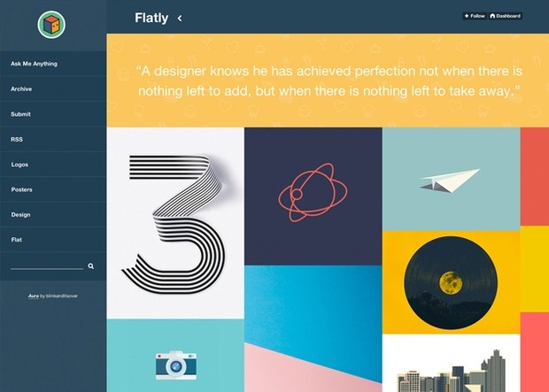 Aura - Responsive grid based flat tumblr theme