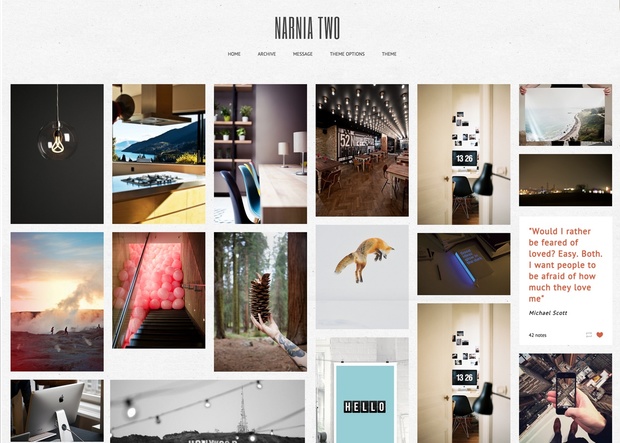 Narnia Two - Flexible grid based Tumblr theme