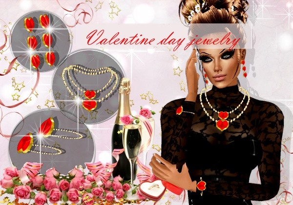SET MESH JEWELRY HEART VALENTINE DAY