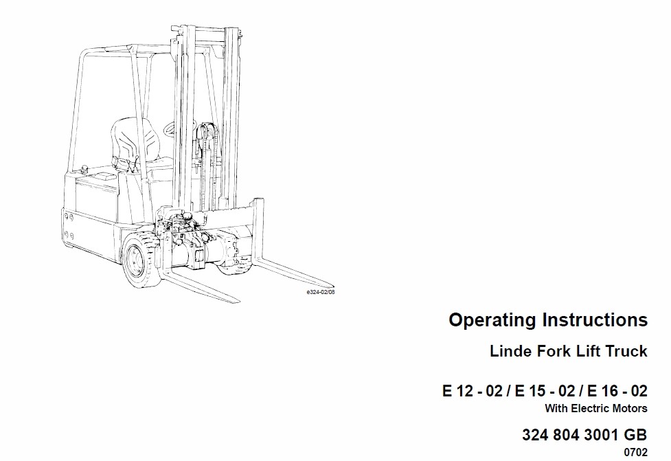 Linde Type 322 323 324 E10 E12 E14 E15 E15s E16 The Repair Manual