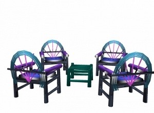 4 chair + table mesh