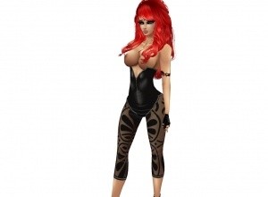 03red Dress&Outfit-PVC black and red
