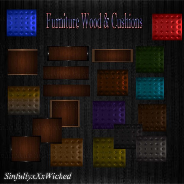 Furniture Wood & Cushions (20 files)