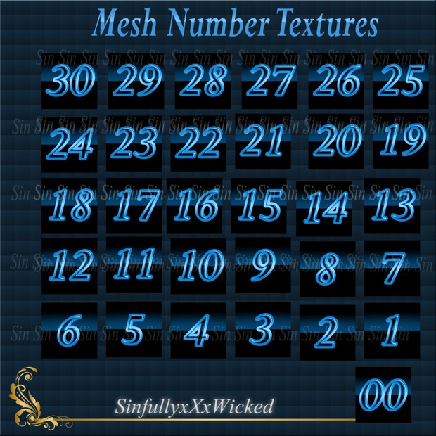 *Blue* Mesh Numbered Textures (00-30)