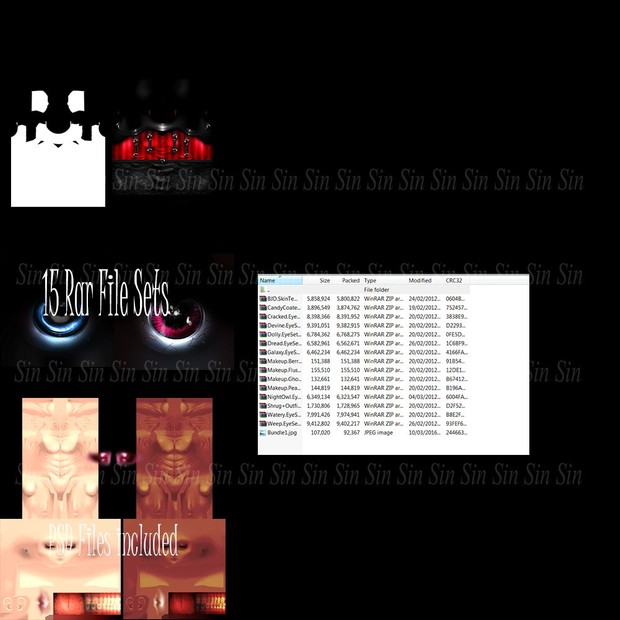Bundle 1 (IMVU Skins,Outfits,Hair,Heads,Eyes & Make up included)