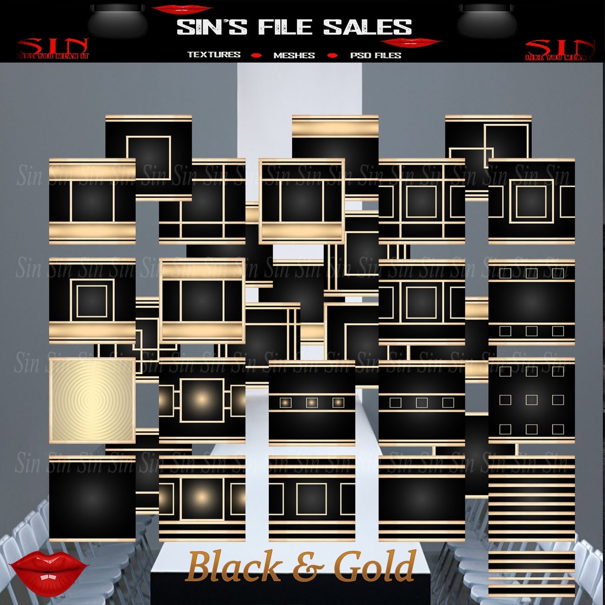 Black & Gold Textures - IMVU Shop and File Sales