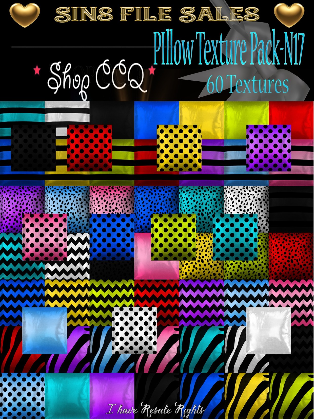 Pillow Texture Pack-N17 ( 60 Textures) - IMVU Shop and File Sales