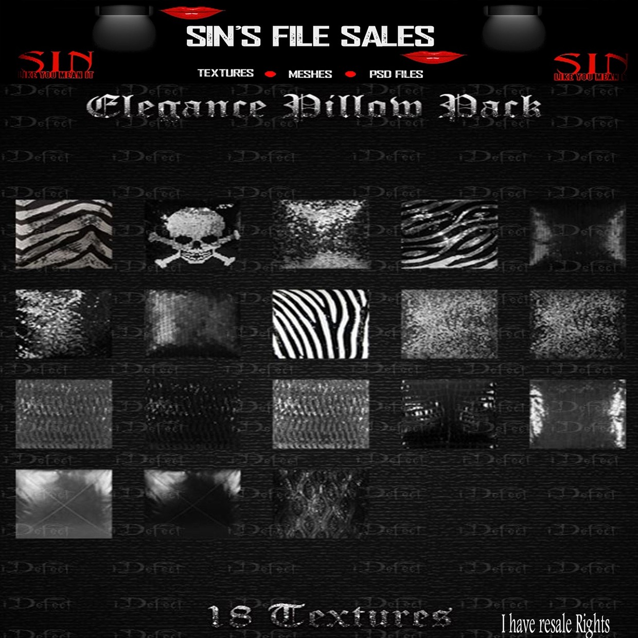 Elegance Pillow Texture Pack - IMVU Shop and File Sales