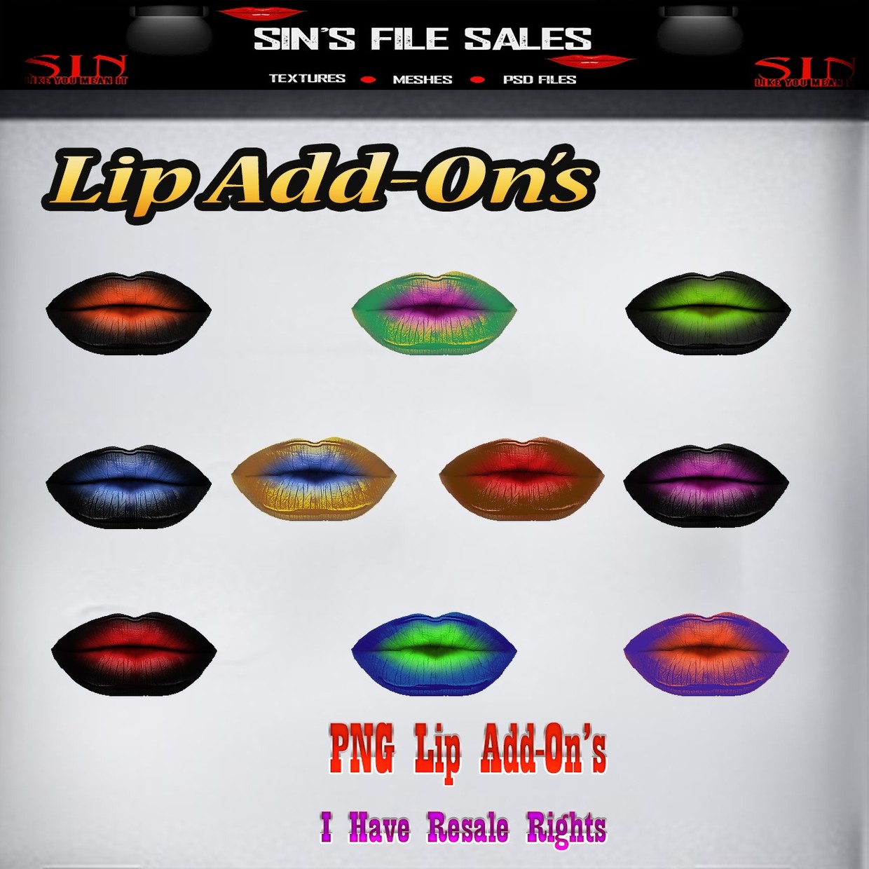 Lip Add On's V2 - IMVU Shop and File Sales