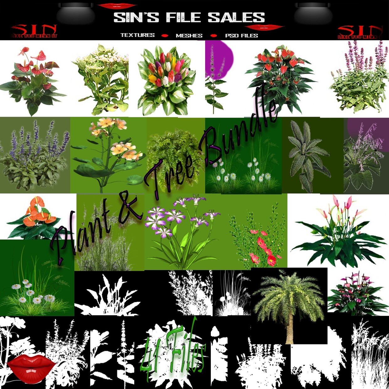 Plant & Tree Pack - IMVU Shop and File Sales