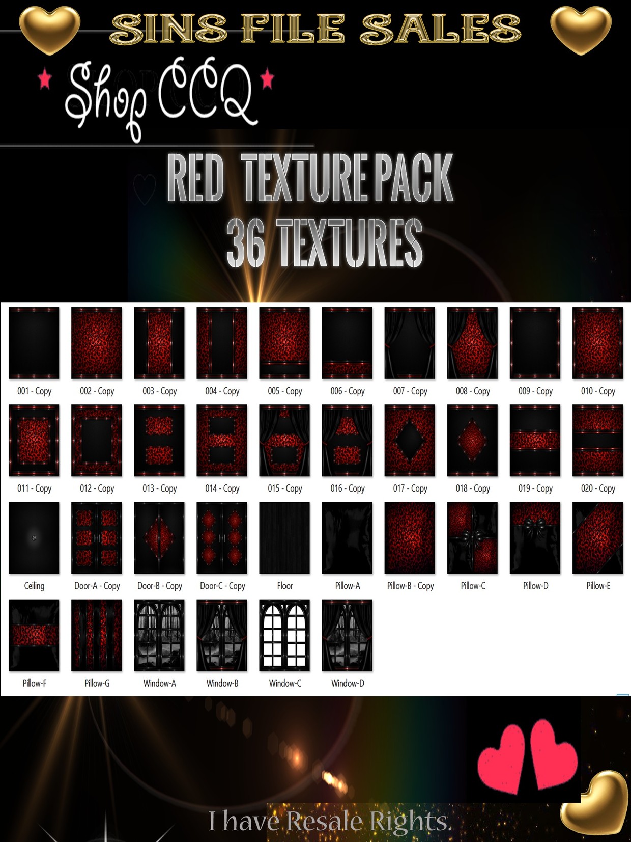 Red Texture Pack - IMVU Shop and File Sales