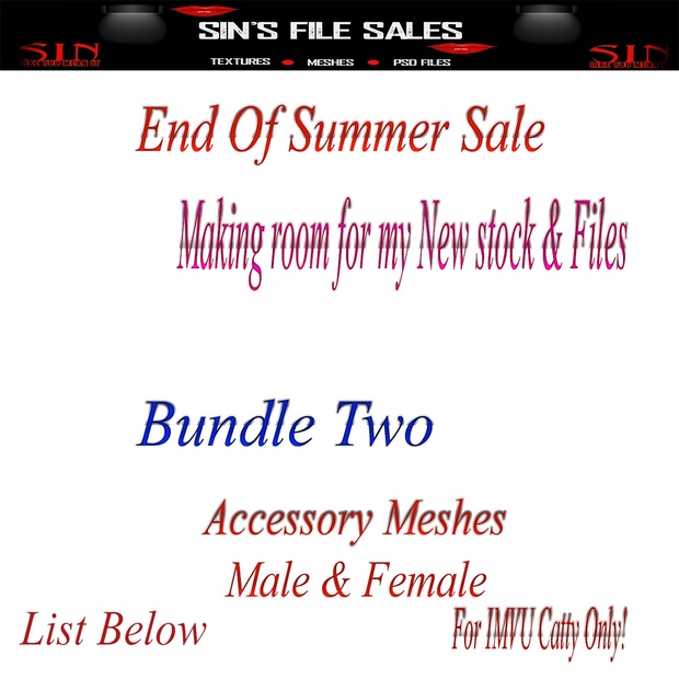End Of SUMMER SALE!! Accessory Mesh Bundle!