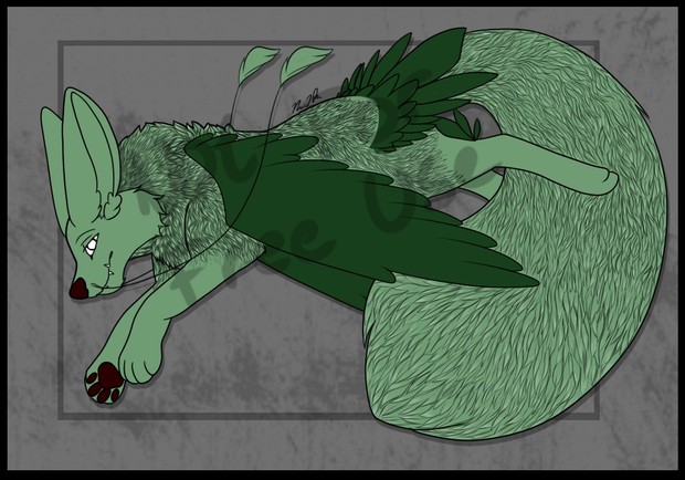 Feral jumping canine hybrid with fur shading template