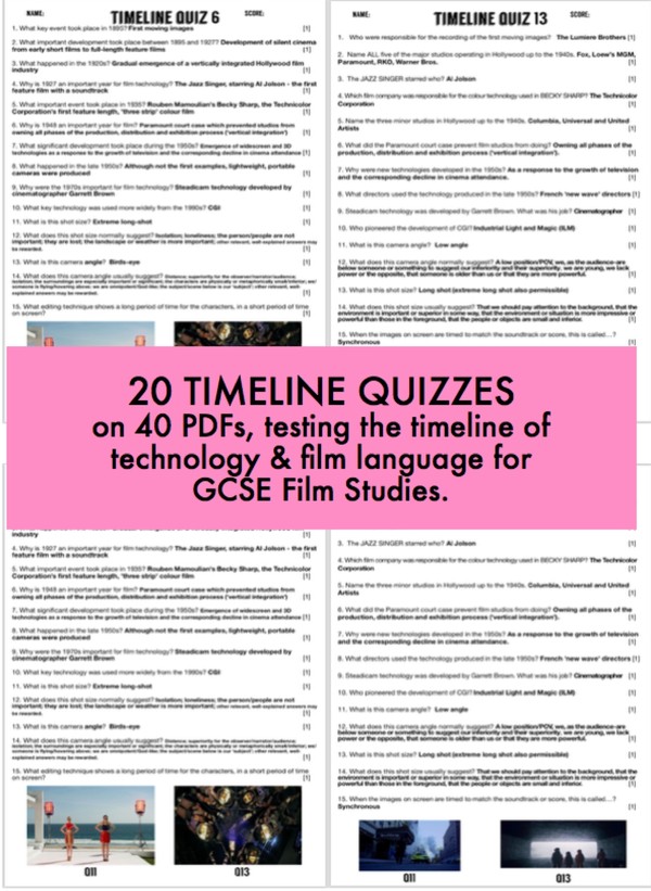 Timeline quiz questions and answers for GCSE Film Stud Ian MorenoMelgar