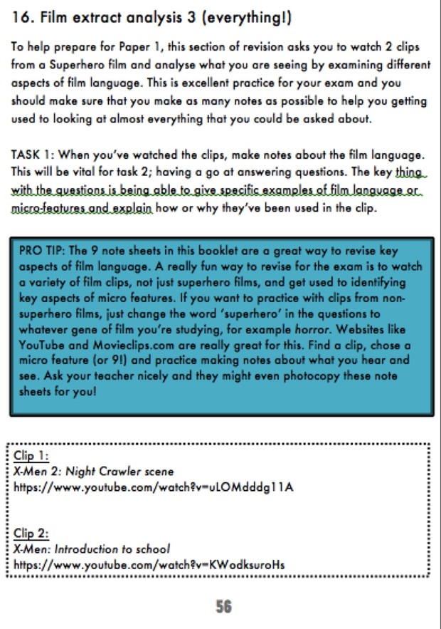 GCSE Film Studies Revision guide for WJEC Paper 1 Exploring Film Superhero films