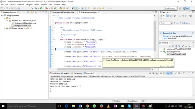 RestaurantBillCalculator and StringExperiment java programs