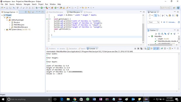 The following code is for a class named Box Solution