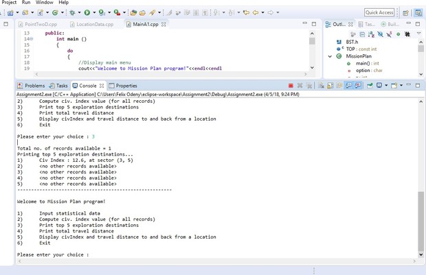 Assignment 1 Mission Plan program Solution + Report