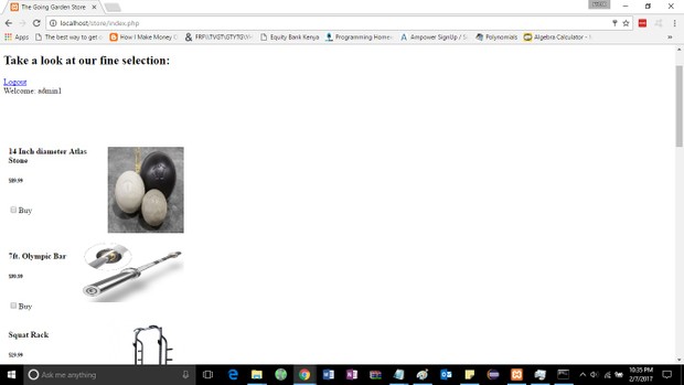 Web application to store and use session variables in a simple e-Commerce store Solution