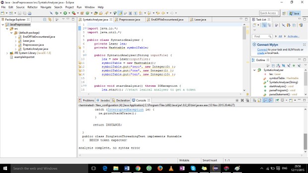 Java program that simulate the actions of a preprocessor