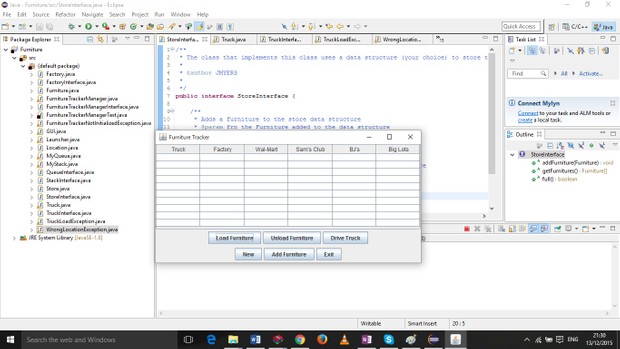 Application to simulate distributing furniture from Whole sale center to different stores