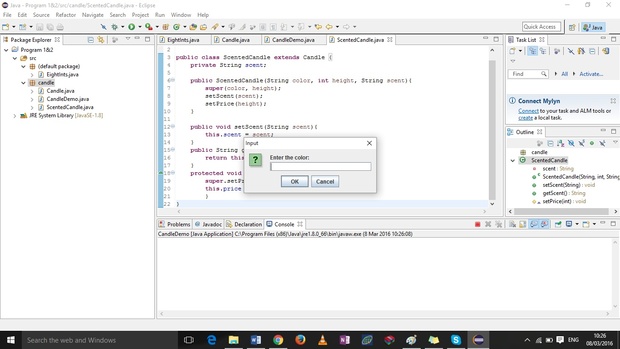 EightInts . java , Candle . java, ScentedCandle . java, and DemoCandles . java.