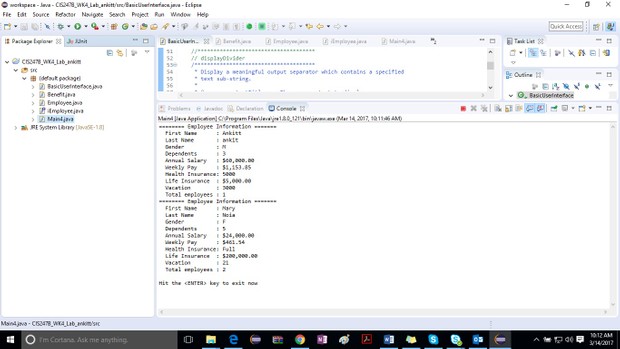 CIS247A iLab 4: Composition and Class Interfaces Solution