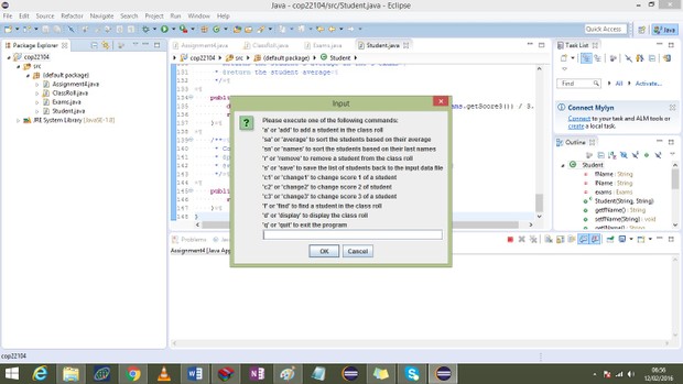java program that reads a file containing students and 3 exam scores