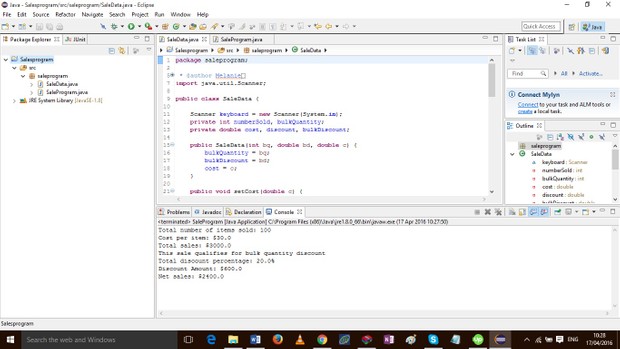 Write a program that considers a class that keeps track of the sales of an item