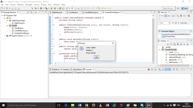 EightInts . java , Candle . java, ScentedCandle . java, and DemoCandles . java.